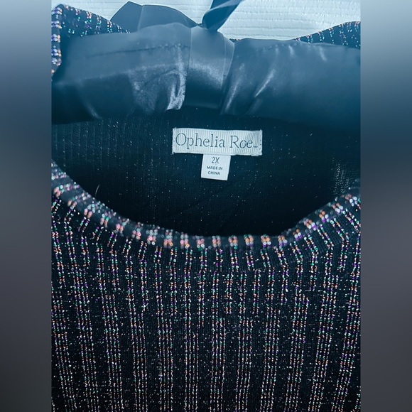 Ophelia Roe black/multicolor Metallic midi Dress, size 2X - Picture 2 of 4